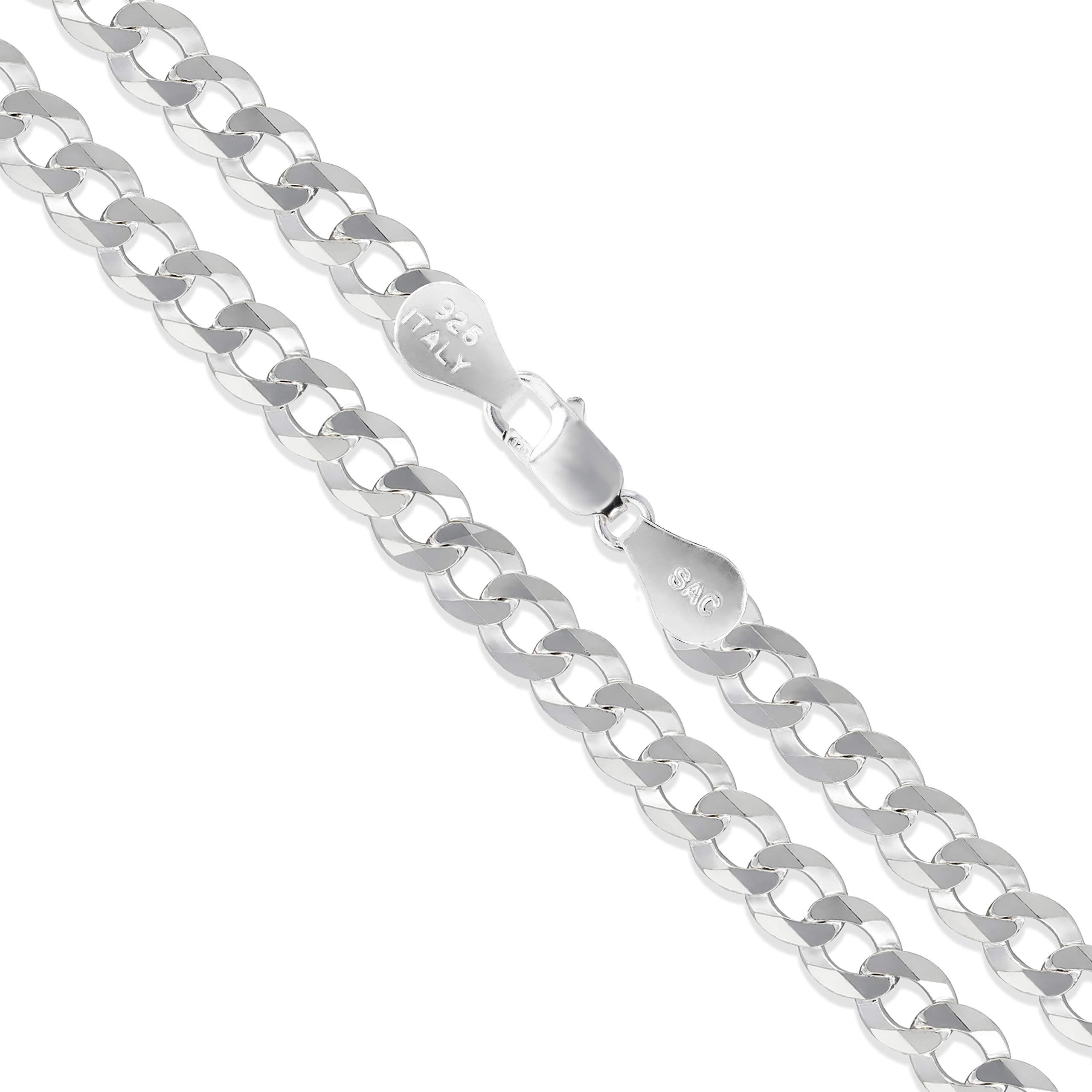 Men's 5.2mm Solid .925 Sterling Silver Flat Curb Chain Link Italy